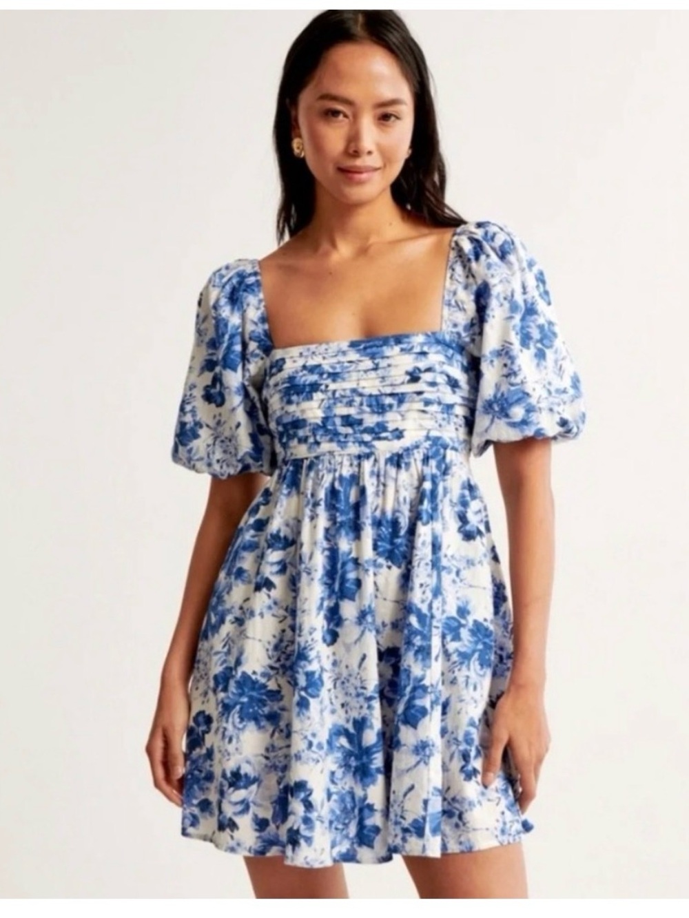 Abercrombie & Fitch Blue Floral Square-Neck Tunic